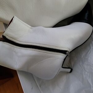 Stylish Black and White Heeled Boots for Women